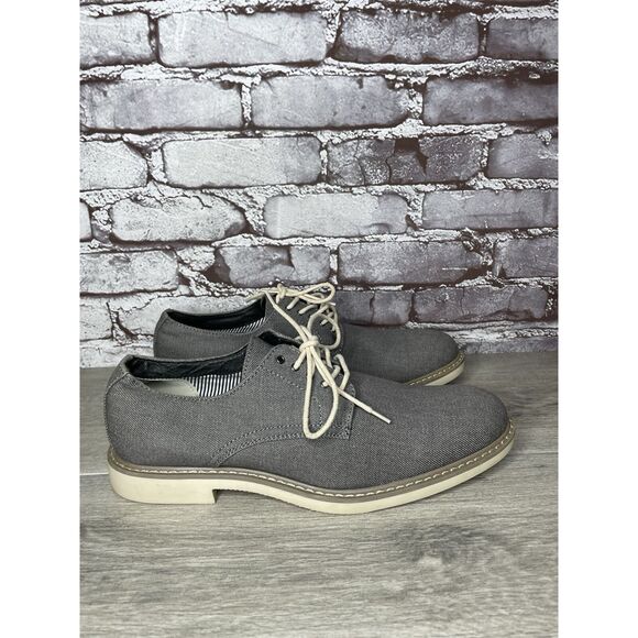 Public Opinion Gray Derby Oxfords Textured Fabric Casual Lace Up Shoes Men 9.5M - Picture 1 of 16